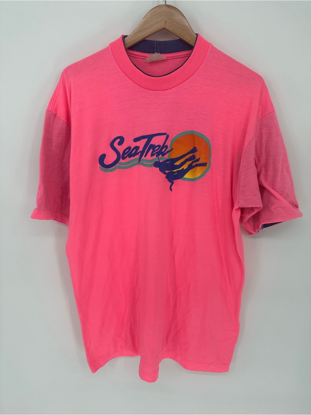 Vintage Sea Trek Royal Caribbean Neon Pink Graphic Men’s T-Shirt